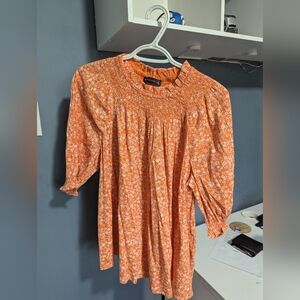 M&S Orange Floral Blouse